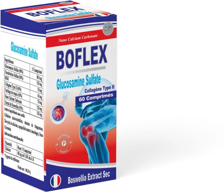 BOFLEX — boîte de 60 comprimés, glucosamine, chondroïtine, MSM et boswellia