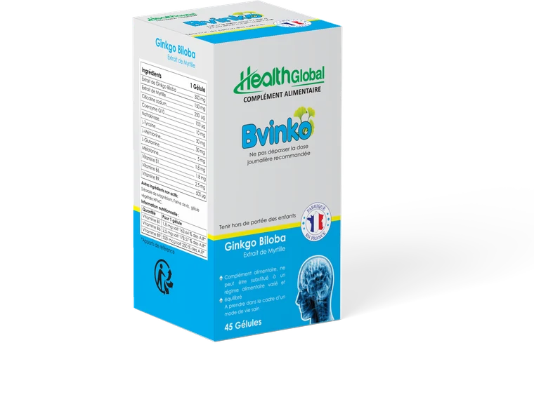 BVINKO — box of 45 capsules, ginkgo biloba, bilberry and melatonin