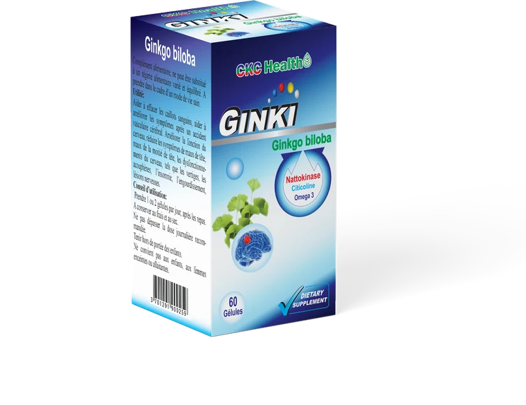 GINKI — boîte de 60 gélules, ginkgo biloba et nattokinase