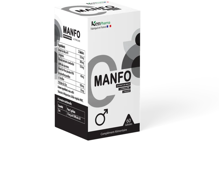 MANFO — box of 60 capsules, L-arginine, maca, tribulus and zinc